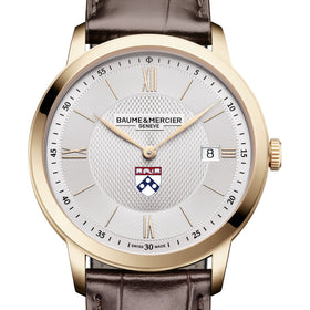 Penn Men's Baume et Mercier 40mm Gold PVD Classima Watch with Silver Dial & Dark Brown Leather Strap Shot #1