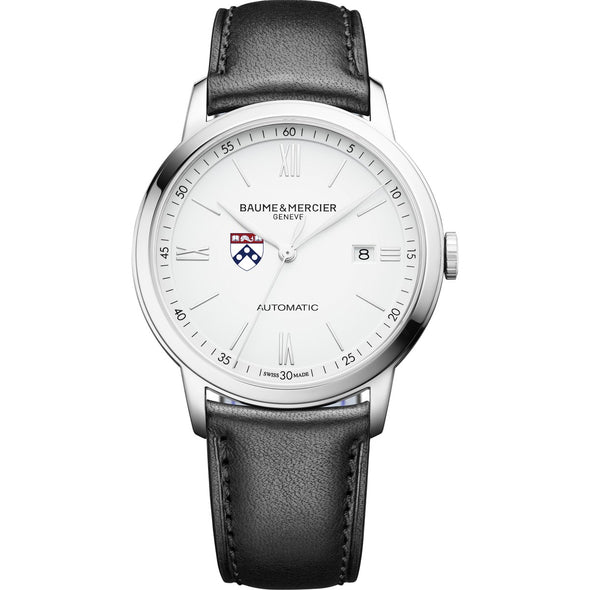 Penn Men's Baume et Mercier 42mm Classima Automatic Watch with White Dial & Black Leather Strap Shot #2