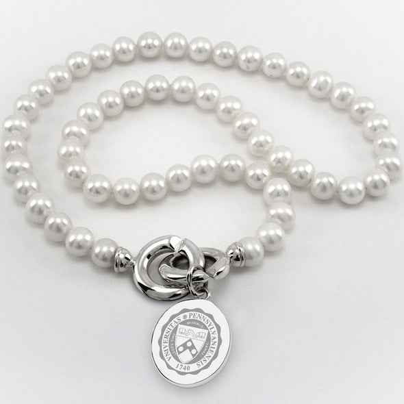 Penn Pearl Necklace with Sterling Silver Charm Shot #1