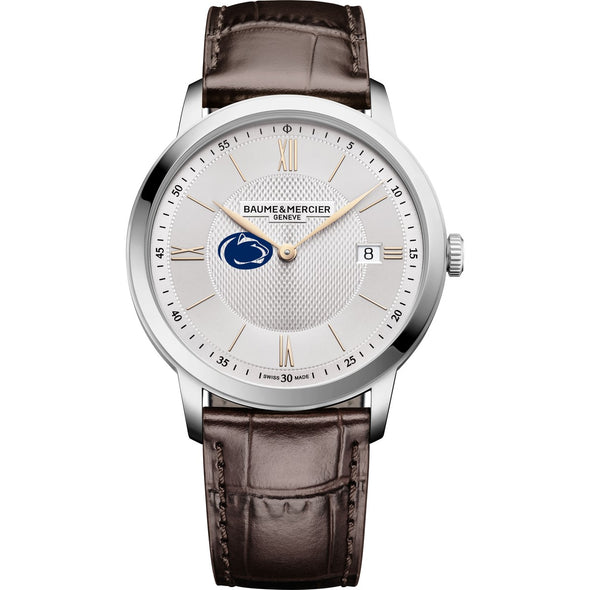 Penn State Men's Baume et Mercier 40mm Classima Quartz Watch with Silver Dial & Dark Brown Leather Strap Shot #2