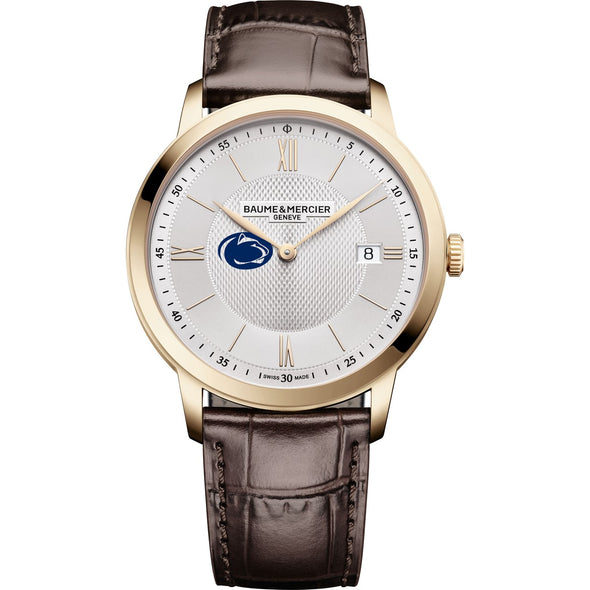 Penn State Men's Baume et Mercier 40mm Gold PVD Classima Watch with Silver Dial & Dark Brown Leather Strap Shot #2