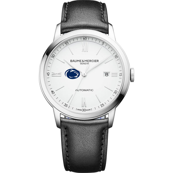 Penn State Men's Baume et Mercier 42mm Classima Automatic Watch with White Dial & Black Leather Strap Shot #2