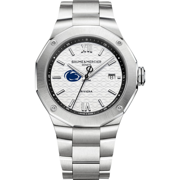 Penn State Men's Baume et Mercier 42mm Riviera Watch with White Dial & Bracelet Shot #2