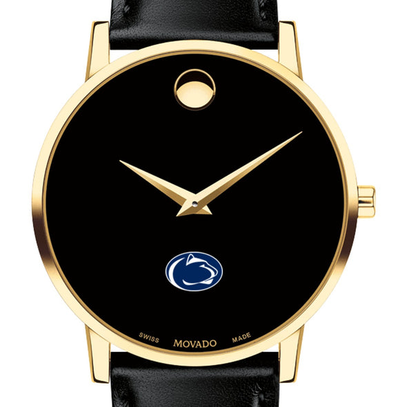 Penn State Men's Movado Gold Museum Classic Leather Shot #1