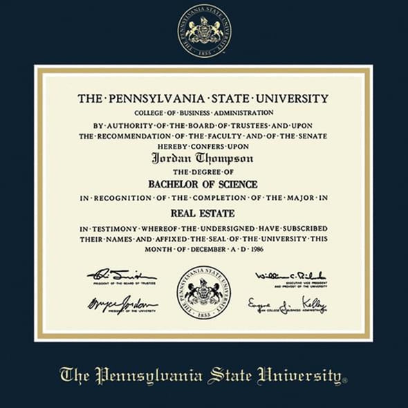 Penn State University Diploma Frame, the Fidelitas Shot #2