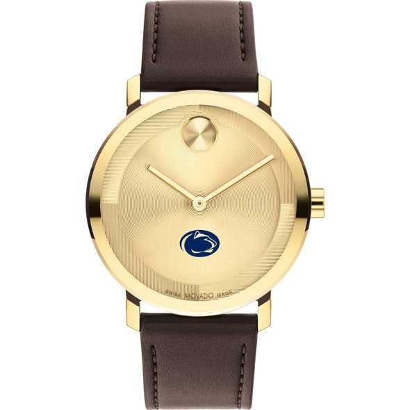Penn State University Men&#39;s Movado BOLD Gold with Chocolate Leather Strap Shot #2