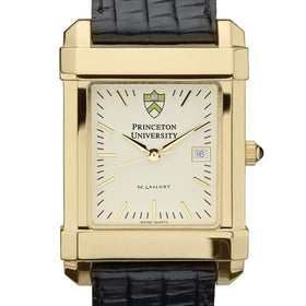 Princeton Men's Gold Quad with Leather Strap Shot #1