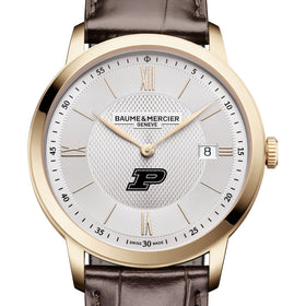 Purdue Men's Baume et Mercier 40mm Gold PVD Classima Watch with Silver Dial & Dark Brown Leather Strap Shot #1