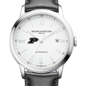 Purdue Men's Baume et Mercier 42mm Classima Automatic Watch with White Dial & Black Leather Strap Shot #1