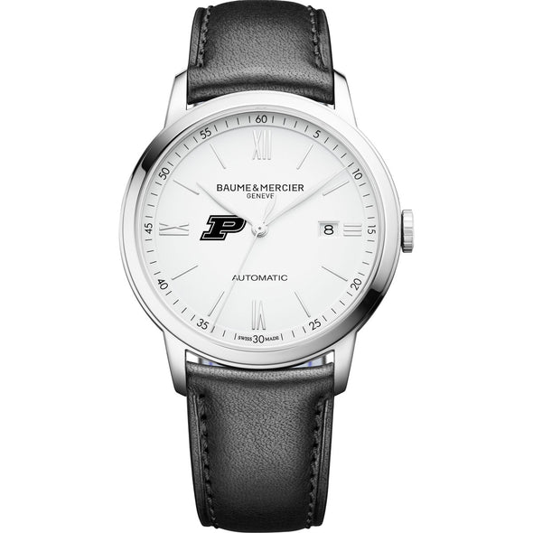 Purdue Men's Baume et Mercier 42mm Classima Automatic Watch with White Dial & Black Leather Strap Shot #2