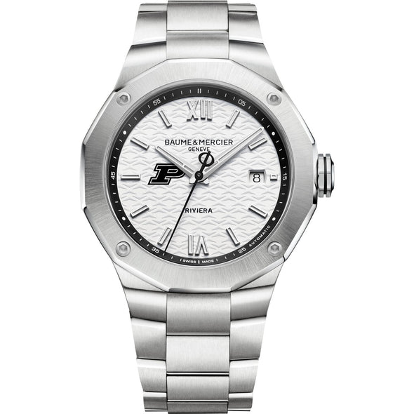 Purdue Men's Baume et Mercier 42mm Riviera Watch with White Dial & Bracelet Shot #2