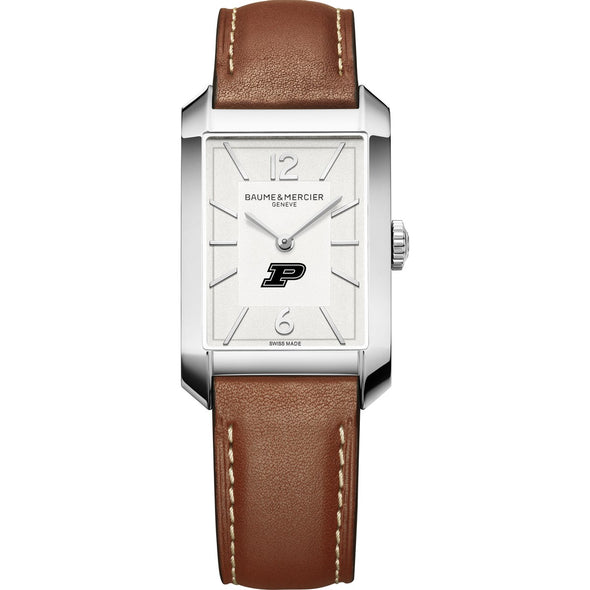 Purdue Men's Baume et Mercier 43X27mm Hampton Watch with Silver Dial & Tan Leather Strap Shot #2