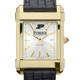 Purdue Men's Gold Watch with 2-Tone Dial & Leather Strap at M.LaHart & Co. Shot #1
