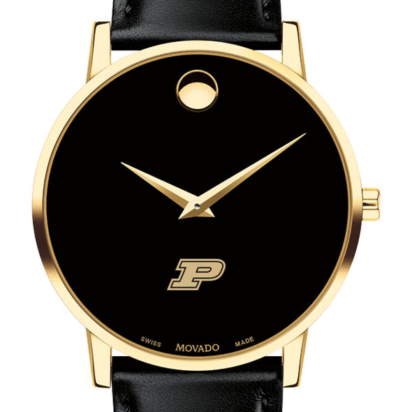 Purdue Men's Movado Gold Museum Classic Leather Shot #1