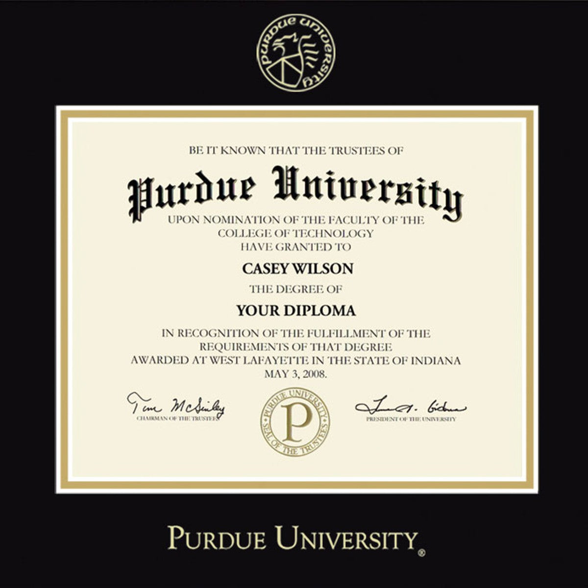 Purdue Bachelors Diploma Frame - Fidelitas | M.LaHart & Co.