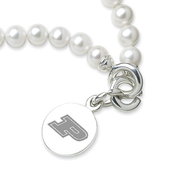Purdue University Pearl Bracelet with Sterling Silver Charm Shot #2