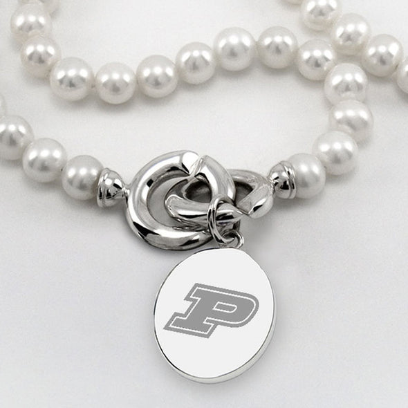 Purdue University Pearl Necklace with Sterling Silver Charm Shot #2
