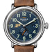Purdue University Shinola Watch, The Runwell Automatic 45 mm Blue Dial and British Tan Strap at M.LaHart & Co.