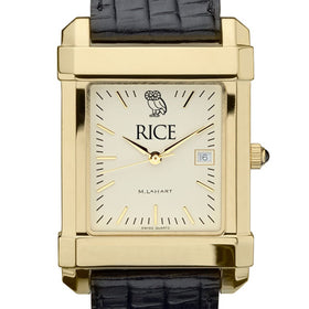 Rice Men&#39;s Gold Quad with Leather Strap Shot #1