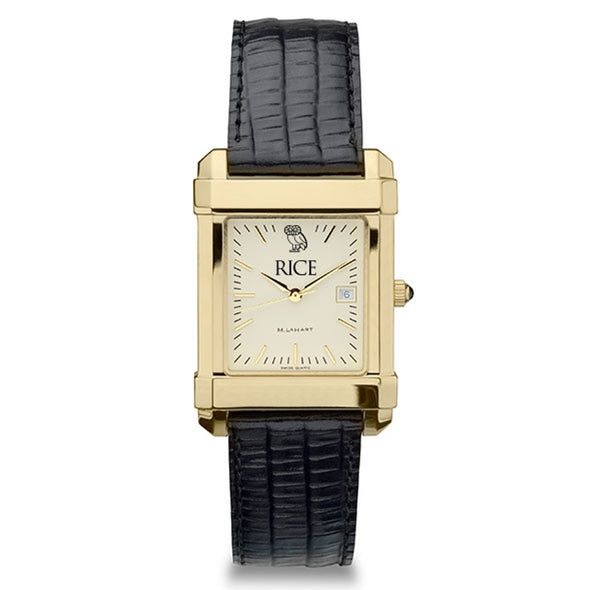 Rice Men&#39;s Gold Quad with Leather Strap Shot #2