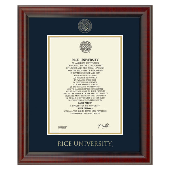 Rice University Diploma Frame, the Fidelitas Shot #1