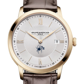 Richmond Men's Baume et Mercier 40mm Gold PVD Classima Watch with Silver Dial & Dark Brown Leather Strap Shot #1