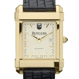 Rutgers Men&#39;s Gold Quad with Leather Strap Shot #1