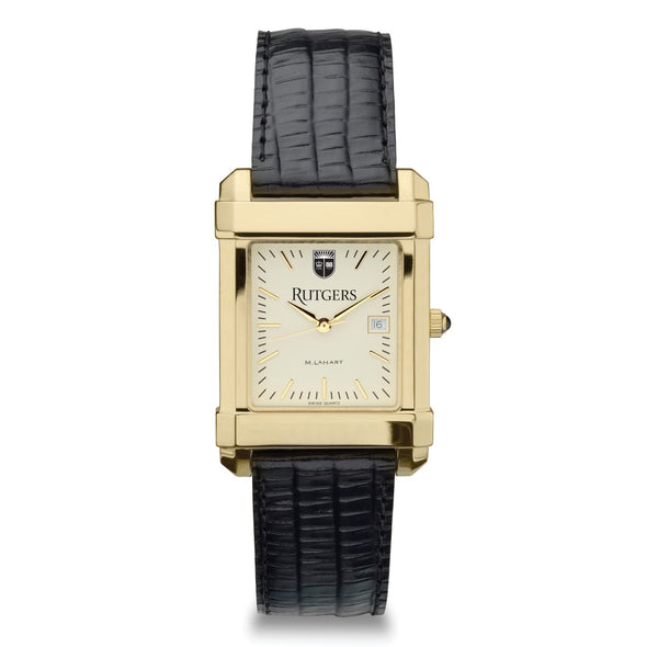 Rutgers Men&#39;s Gold Quad with Leather Strap Shot #2