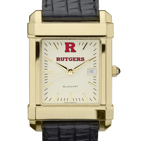 Rutgers Men's Gold Quad with Leather Strap Shot #1