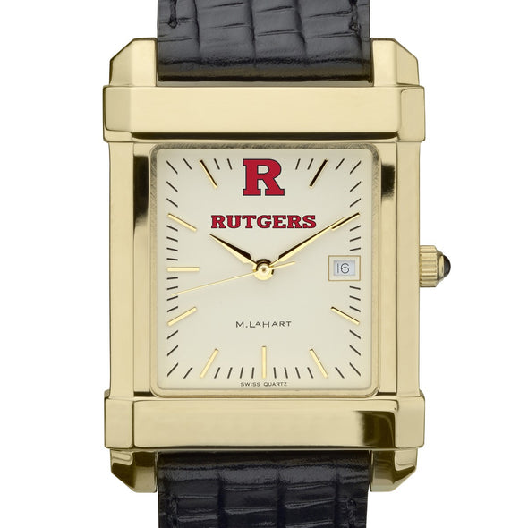 Rutgers Men's Gold Quad with Leather Strap Shot #1