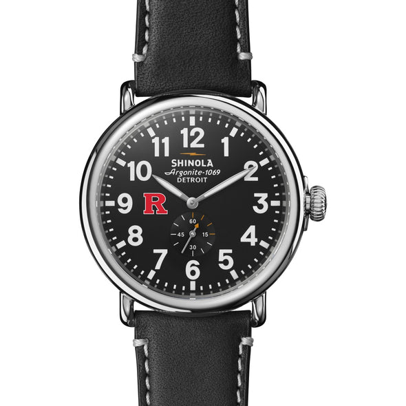 Rutgers Shinola Watch, The Runwell 47mm Black Dial Shot #2