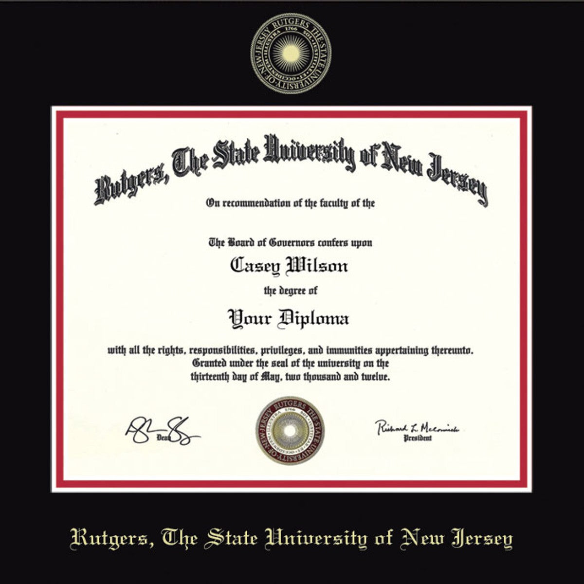 Rutgers Bachelors Diploma Frame - Fidelitas | M.LaHart & Co.