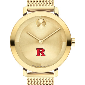 Rutgers University Women's Movado Bold Gold with Mesh Bracelet Shot #1