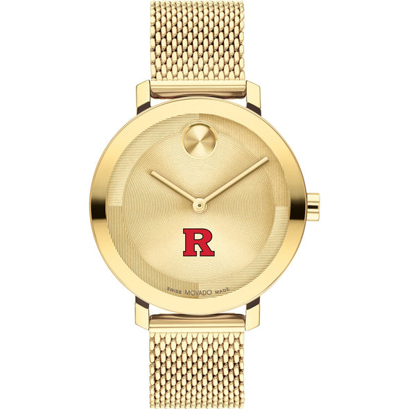 Rutgers University Women&#39;s Movado Bold Gold with Mesh Bracelet Shot #2
