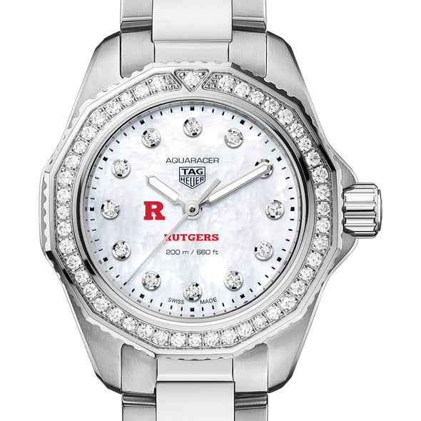 Rutgers Women's TAG Heuer Steel Aquaracer with Diamond Dial & Bezel Shot #1