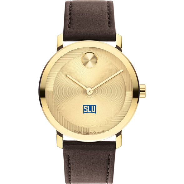 Saint Louis University Men&#39;s Movado BOLD Gold with Chocolate Leather Strap Shot #2