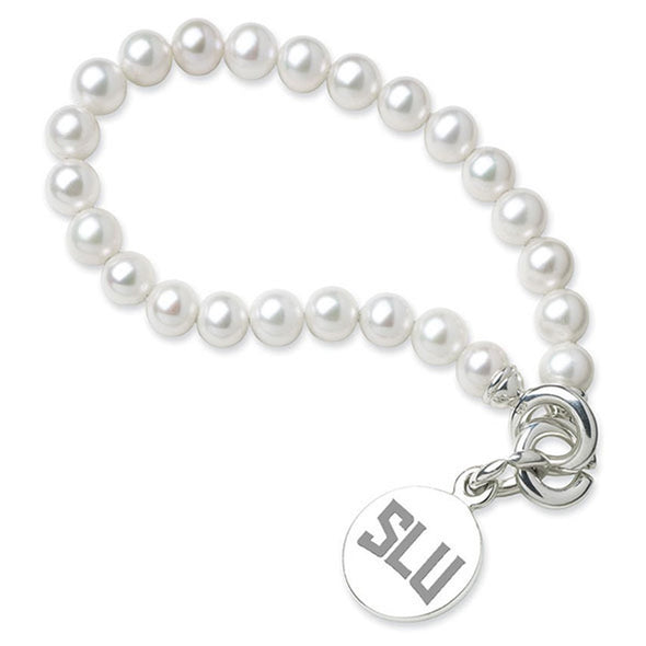Saint Louis University Pearl Bracelet with Sterling Silver Charm Shot #1