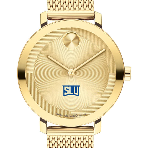 Saint Louis University Women's Movado Bold Gold with Mesh Bracelet Shot #1