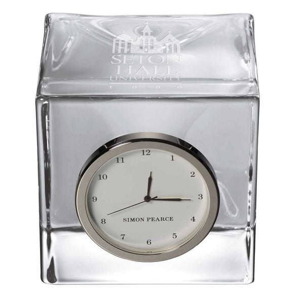 Seton Hall Glass Desk Clock by Simon Pearce Shot #2