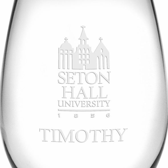 Seton Hall Stemless Wine Glasses Made in the USA - Set of 2 Shot #3