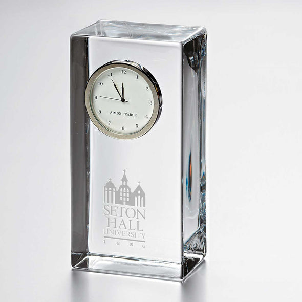 Seton Hall Tall Glass Desk Clock by Simon Pearce Shot #1