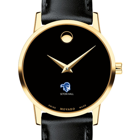 Seton Hall Women's Movado Gold Museum Classic Leather Shot #1