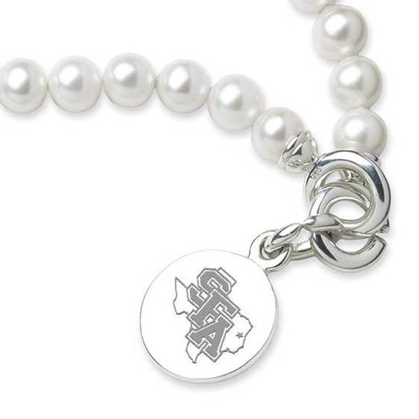SFASU Pearl Bracelet with Sterling Silver Charm Shot #2