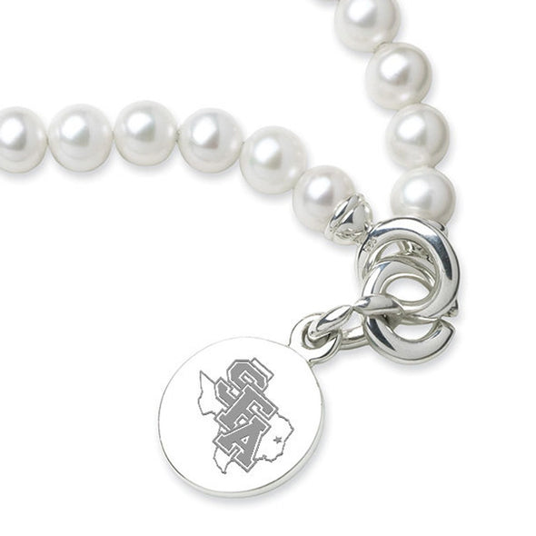 SFASU Pearl Bracelet with Sterling Silver Charm Shot #2