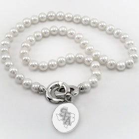 SFASU Pearl Necklace with Sterling Silver Charm Shot #1