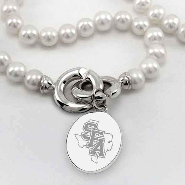 SFASU Pearl Necklace with Sterling Silver Charm Shot #2