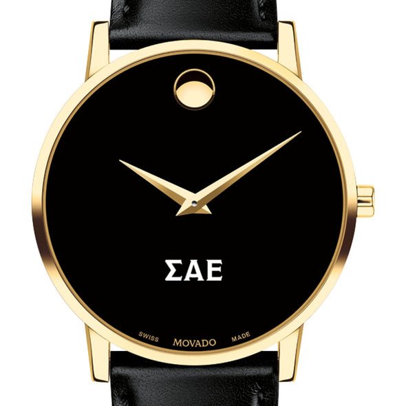 Sigma Alpha Epsilon Men's Movado Gold Museum Classic Leather Shot #1