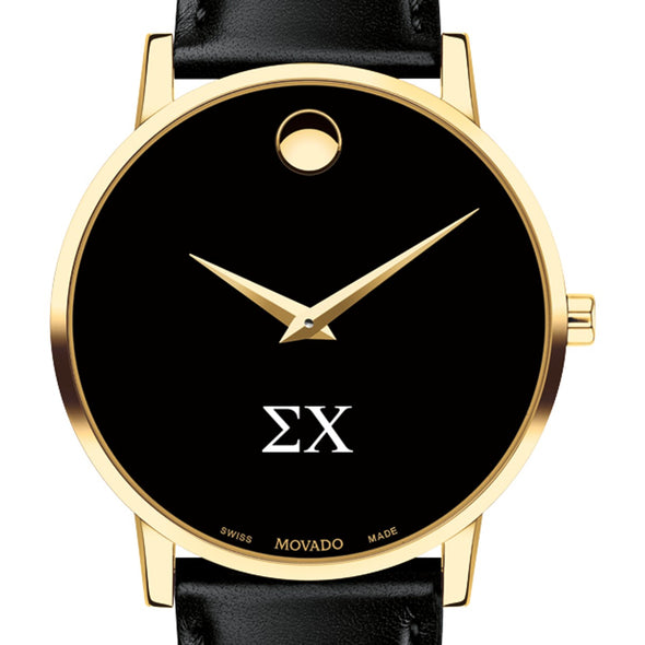Sigma Chi Men&#39;s Movado Gold Museum Classic Leather Shot #1