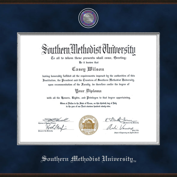 SMU Excelsior Diploma Frame Masters/Ph.D. Shot #2