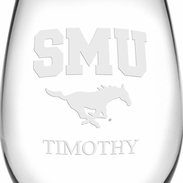 SMU Stemless Wine Glasses Made in the USA - Set of 2 Shot #3